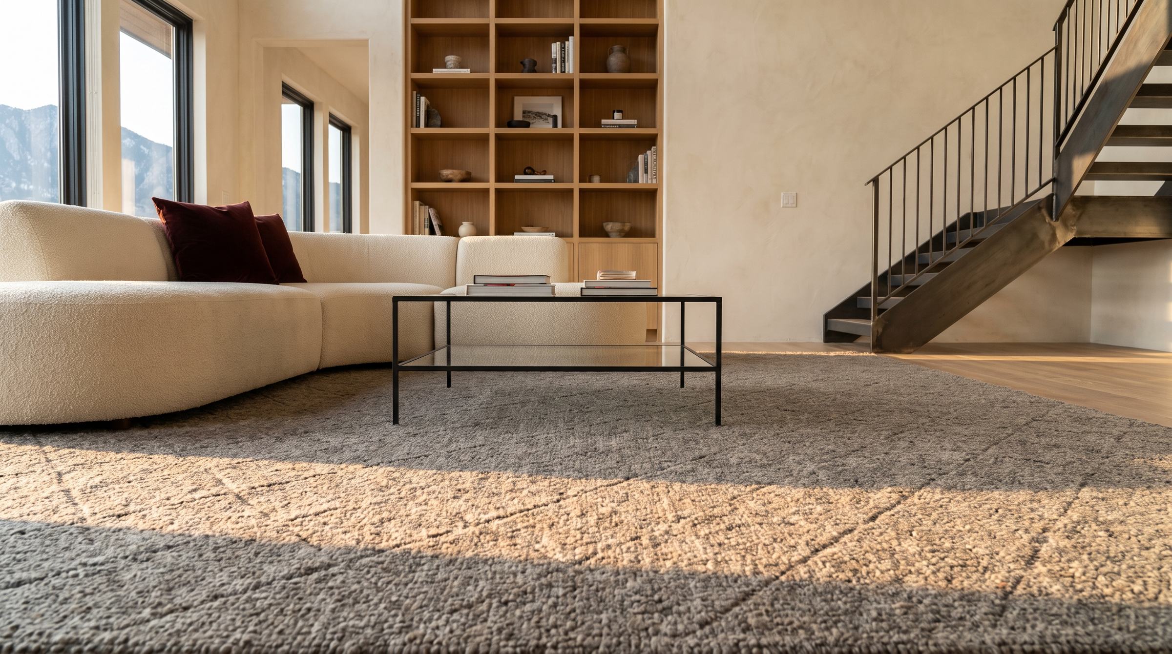 Plush patterned carpet in a contemporary Denver living room
